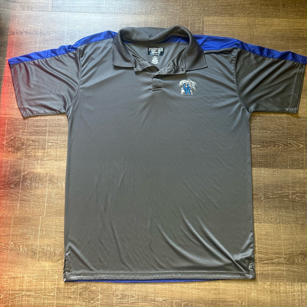 University of Kentucky Wild Cats Varsity Gray Polo with Blue Highlights